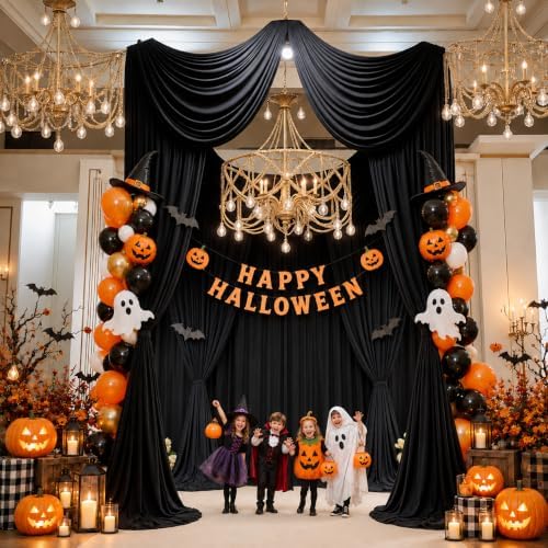 10x16 ft Black Backdrop Curtains for Wedding Parties, Birthdays, Halloween - Image 3