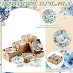 SiliFine 24 Pcs Hydrangea Party Favors for Guests Small Ceramic Bowl Bulk Gifts Set 3.3 Inch Floral Design Mini Dipping Sauce Dish with Card Box for Bridal Pooja Baby Shower Birthday Guest Gift - Image 3