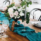 12 Pack Cheesecloth Table Runner, Runner Gauze Boho Wedding Decor Romantic Table Runner for Wedding Birthday Party(35" x 118")(Peacock Blue) - Image 4