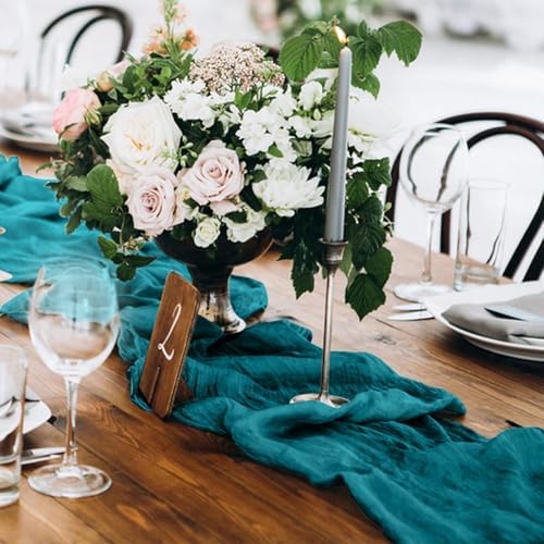 12 Pack Cheesecloth Table Runner, Runner Gauze Boho Wedding Decor Romantic Table Runner for Wedding Birthday Party(35" x 118")(Peacock Blue) - Image 4