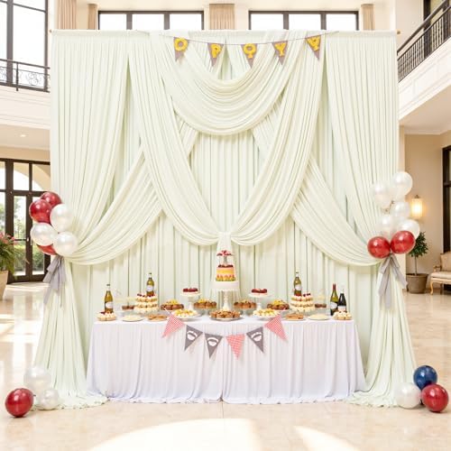 50x12 ft Ivory Backdrop Curtains for Weddings Parties, Birthdays and Photos - Image 3