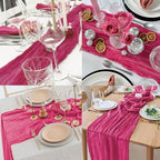 Hot Pink 12 Pack Cheesecloth Table Runner 10FT Boho Fabric Rustic Cheese Cloth Table Runner for Wedding 20 x 120 Inch Long Bridal Shower Baby Shower Gauze Sheer Birthday Party Table Decorations - Image 6