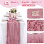 10 Pack Cheesecloth Table Runner 35 x 120 Inch, Dusty Rose - Image 2