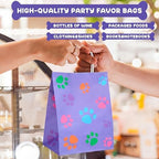 Tenceur 80 Pcs Dog Gift Bags Goodie Paw Puppy Paper Treat Bags Bulk with Handles 10.63 x 4.72 x 7.87 Inch Dog Themed Party Favors Shopping Holiday Kraft (Purple Colorful) - Image 5