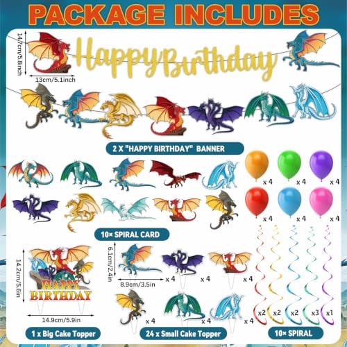 178Pcs Dragon Birthday Party Supplies Set Fantasy Dragon Knight Decoration - Image 3