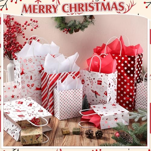 Humyoun 24 Pack Christmas Paper Gift Bags Bulk Assorted Sizes, Multicolor - Image 3