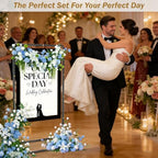 Wedding Welcome Sign Stand, Adjustable Linen Welcome to Our Wedding Sign Holder, Elegant Welcome Sign Easel with Hanging Straps for Seating Chart, Banner, Ceremony Decor (Black, 54"-69") - Image 2