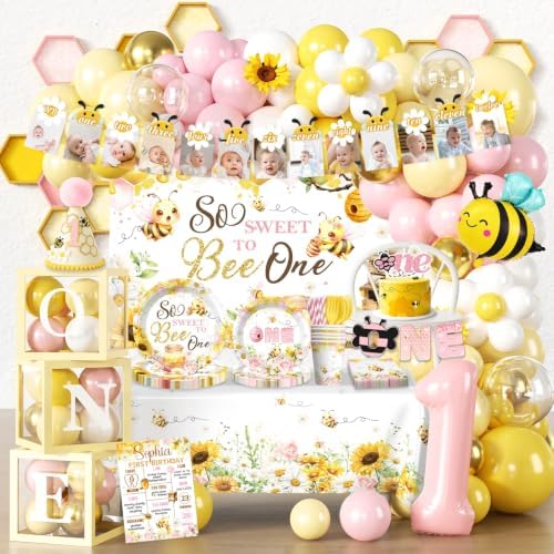Cocomigo First Bee Day Decorations, Bee Themed 1st Birthday Party Supplies by cocomigoPartyHome