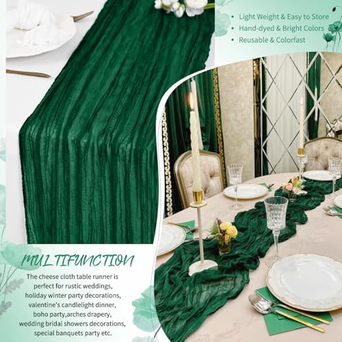 Showgeous 20 Pack Emerald Green Cheesecloth Table Runner, 17 x 108 Inches - Image 5