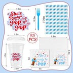 Shes Ready to Pop Baby Shower Plates, Blue Disposable Tableware Set for 25 - Image 3