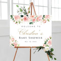 Personalized Pink Gold Floral Welcome Sign for Baby Shower Birthday Party Baptism and More Events by BlissfulMelodyDesign