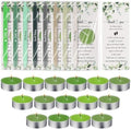 Spakon 60 Sets Baby Shower Favors for Guests Include Unscented Tealight Candles Multicolor Ballpoint Pen Thank You Card OPP Bags Gender Reveal Gifts for Baby Shower Game Prizes(Green,Greenery) by Aranorun