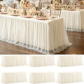 6 Pack Ivory Tablecloth for 6 Foot Rectangle Tables with Tulle Table Skirt by PartyTalk