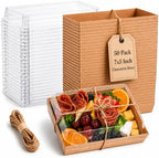 50 Pack 7x5in Charcuterie Board Boxes with Clear Lids, Paper Containers by Leafiew