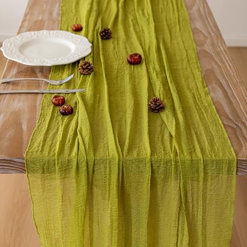 10Pcs Moss Green Cheesecloth Table Runner 120 Inches for Party Home Decor - Image 3