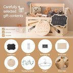 8 In 1 Wooden Baby Shower Crate Closet, Baby Basket with Handle Footprint Kit for Baby Shower Gifts, Baby Shower Wooden Gift Crate, Baby Personailzed Basket for Pregnancy New Parent - Image 4