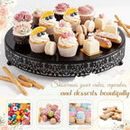 Wenqik 20 Inch Black Cake Stand Set Metal Round Cupcake Dessert Stand with Cake Cutting, Flower Spatula Wedding Cupcake Pastry Display Candy Holder Display for Wedding Party Birthday Baby Shower - Image 5