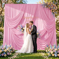 50ftx12ft Pink Backdrop Curtains for Parties, Wrinkle Free Polyester Pink Photo Backdrop Drapes 10 Panels 12 ft Long Back Drop Cloth for Wedding Birthday Photography Background Party by Htper