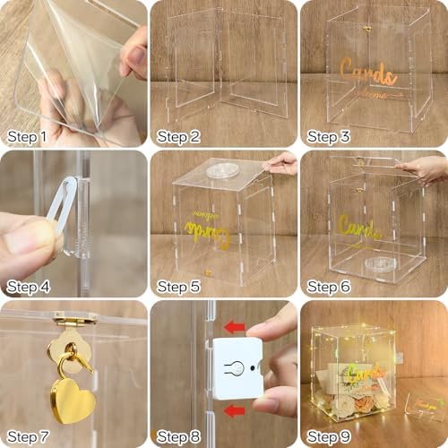Acrylic Wedding Card Box with Picture Frame, Acrylic Card Box with Slot, Clear Gift for Wedding Reception Anniversary Graduation Birthday Party Baby Shower - Image 3