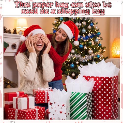 Humyoun 24 Pack Christmas Paper Gift Bags Bulk Assorted Sizes, Bright - Image 6