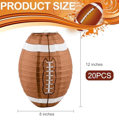 20 PCS 12 Inch Football Paper Lantern Ceiling Football Party Lantern Sport Paper Hanging Lanterns for Sport Themed Birthday Baby Shower Classroom Game Party Centerpieces Superbowl Season 2026 - Image 2