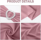 Pack of 60 Spandex Chair Sashes Bows ，Stretch Chair Cover Band with Buckle Slider Universal Elastic Ties for Wedding Banquet Party Event Decorations (Dusty Pink) - Image 3