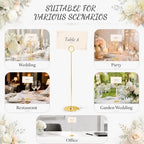 Urban Deco 24PK Table Number Holders Place Card Holders 12 Inch Table Card Holders Steel Card Holders for Photos, Food Signs, Memo Notes, Weddings, Restaurants, Birthdays (Gold 24PK) - Image 5