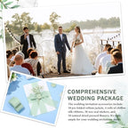 Fullhawl 50 Sets Wedding Invitations Wraps Set Pre Folded Vellum Jackets for 5 x 7 Invitations Dried Flowers Wax Seal Stickers Chiffon Silk Ribbon for Wedding Birthday Bridal Shower Craft DIY (Green) - Image 5