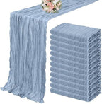 YMHPRIDE 12 Pack Cheesecloth Table Runner 35x120in Dusty Blue Table Runner by YMHPRIDE