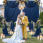 10ft×12ft Wrinkle Free Navy Blue Backdrop Curtain for Wedding Parties, 2 Panels 5×12ft Long Silky Polyester Fabric Backdrop Drapes Photo Back Drop Curtains for Birthday Photography Background Cloth - Image 2