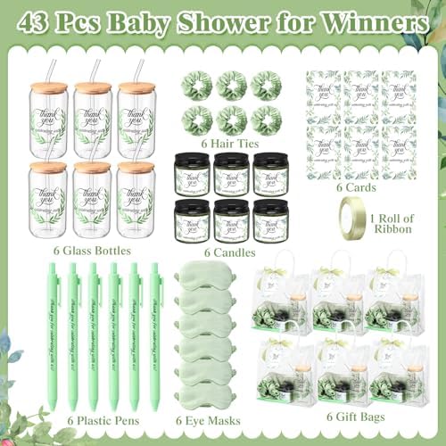 Reallnaive 43 Pcs Baby Shower Prizes for Player Winner,Sage Style,Green - Image 2