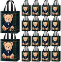 Tallew 24 Pack Tartan Plaid Bear Bulk Gift Bags with Handles Non Woven Bags by Tallew
