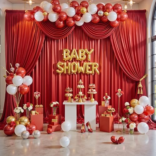 10x10FT Red Sequin Backdrop Curtain for Party - 2 Panels 5x10FT Wrinkle-Free Shimmer Drapes for Birthday, Wedding, Christmas, Decorations & Photography - Image 4