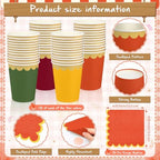 Mimorou 342 Pcs Fall Party Supplies Autumn Tableware Paper Disposable Plates Napkins Cups Plastic Tablecloth Triangle Banner for Fall Thanksgiving Party Decorations - Image 4