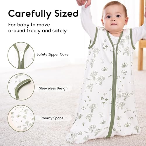 Yoofoss Baby Sleep Sack 6-12 Months 0.5 Tog Wearable Blanket for Baby, 3 Pack 100% Organic Cotton Infant Toddler Sleeping Sack 2-Way Zipper Lightweight Sleep Sack - Image 3