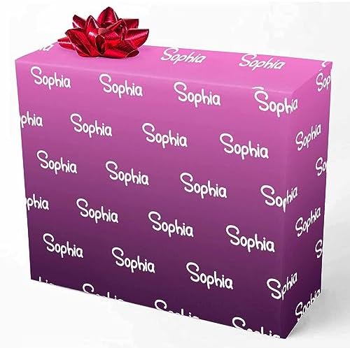 MyPupSocks Personalized Gradient Light Purple Gift Wrap Paper with Text, Custom Name Logo Birthday Gift Wrapping Paper Roll for Boys Girls Kids Baby Shower Christmas Anniversary 58x23 5 Rolls by MyPupSocks