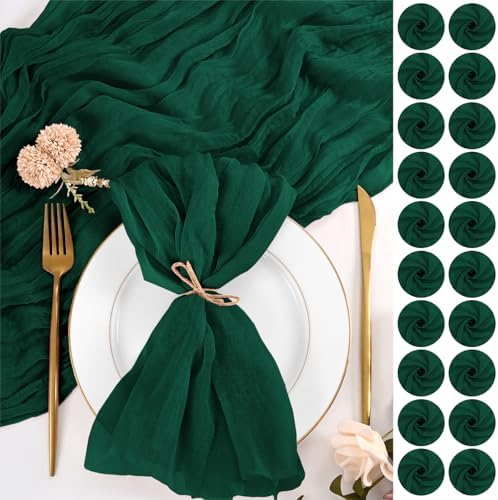 100 Pack Emerald Green Napkins 20x20Inch Cheesecloth Napkins by Lumaycens