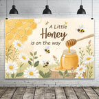 10x6.5ft Bee Baby Shower Decorations Backdrop Sweet Baby Honey A Little Honey is On The Way Background Cartoon Daisy Welcome Baby Birthday Party Banner Photo Booth - Image 2