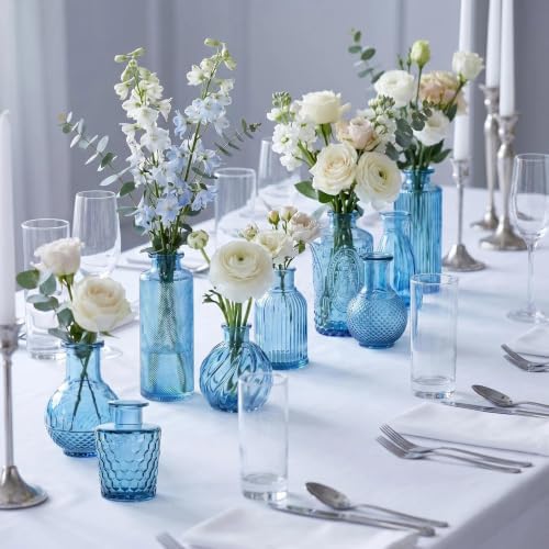 Mini Bud Vases Centerpieces for Tables,Clear Bud Vases for Flowers,Small Flower Vases Suitable for Birthday Party,Anniversary,Wedding Reception,Baby Shower (Blue, 12PCS) - Image 6