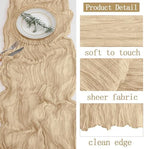 16 Pack Beige Cheesecloth Table Runner 20 x 120 inch Gauze Table Runners 10 FT Long,Semi Sheer Boho Cheese Cloth Fabric Table Runner Bulk for Party,Wedding,Baby Shower,Bridal Shower Decoration - Image 3