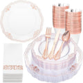 Ciaell 175 Piece Rose Gold Plastic Plates for Weddings Parties by Ciaell