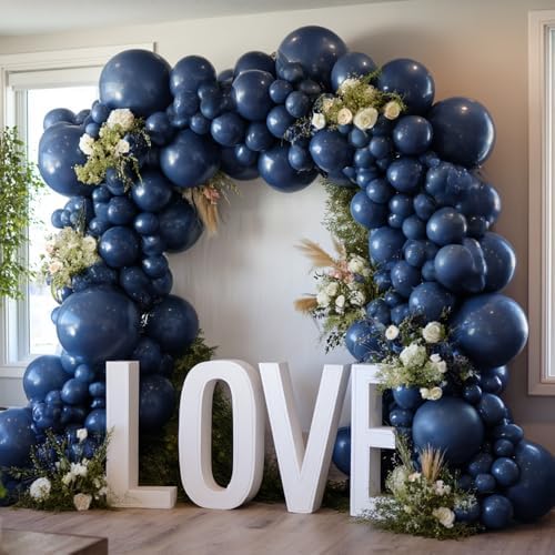 Navy Blue Gold Double Stuffed Balloon Garland Different Sizes 18In 12In 5In Pastel Balloon Arch Kit For Baby Shower Wedding Gender Reveal Birthday Party Decorations - Image 5