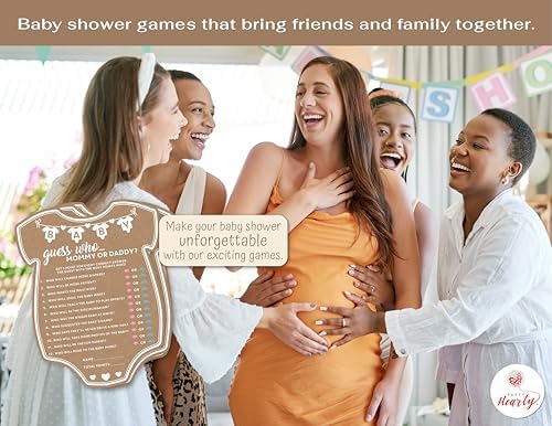 Party Hearty Baby Shower Games, Guess Who Mommy or Daddy - Kraft Onesie (Pack of 2) - Image 3