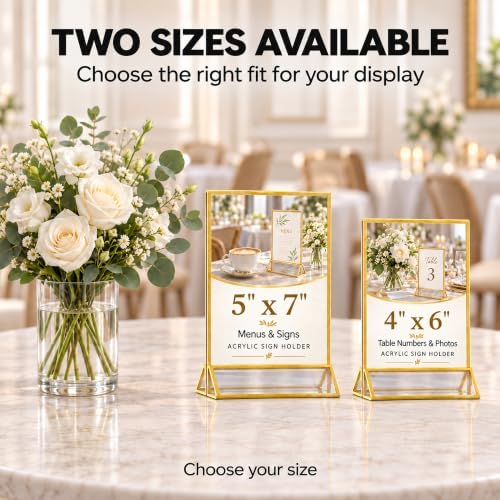 MaxGear 12 Pack Gold Acrylic Sign Holder 5x7, Double-Sided Tabletop Stand - Image 4