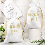 Roowest 6 x 9 Inch 100 Pcs Thank You Satin Gift Bags, White - Image 3