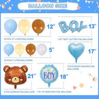Party Spot！Bear Baby Shower Decorations Boy,80 pcs Balloons,4 Wood Grain Blocks with Letter,"We can bearly wait" Backdrop,Banner,Tablecloth,Balloon Pump, Blue Brown Bear Theme - Image 3