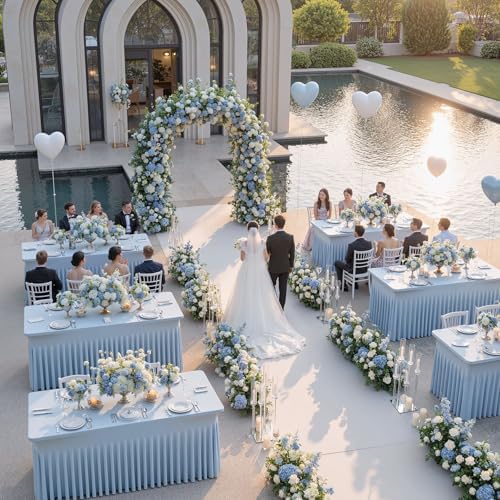 4 Pack Dusty Blue Spandex Tablecloths for 6 Foot Rectangle Tables, Wrinkle Free Stretchy Table Cloths 6ft Fitted Table Cover DeskSkirt for Weddings Birthday Party Banquet Baby Shower - Image 6
