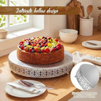 Wenqik Silver Metal Cake Stand 20 Inch with Cutting & Spatula - Image 3