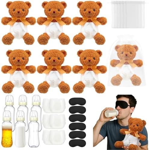 6 Sets Bottle Chug Baby Shower Games Tan Brown Bear by Yearntown