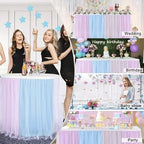 Gender Reveal Table Skirt Pink Blue Tulle Tutu Table Skirts 14 Ft for Gender Reveal Boy or Girls Birthday Party Baby Shower Cake Dessert Decorations - Image 2
